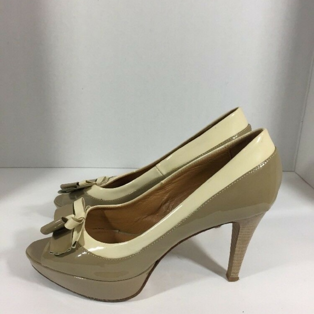 Melin Made in Italy Brown Creme Peep Toe  Leather